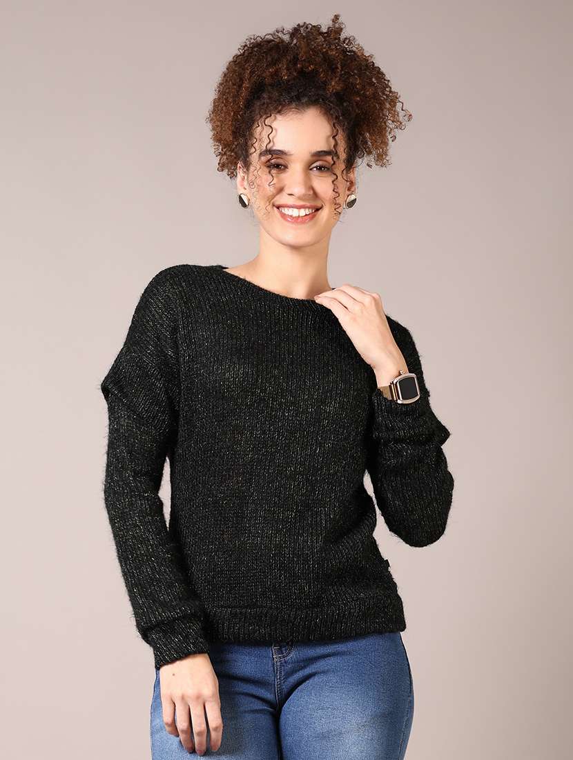 women solid long sleeve pullover