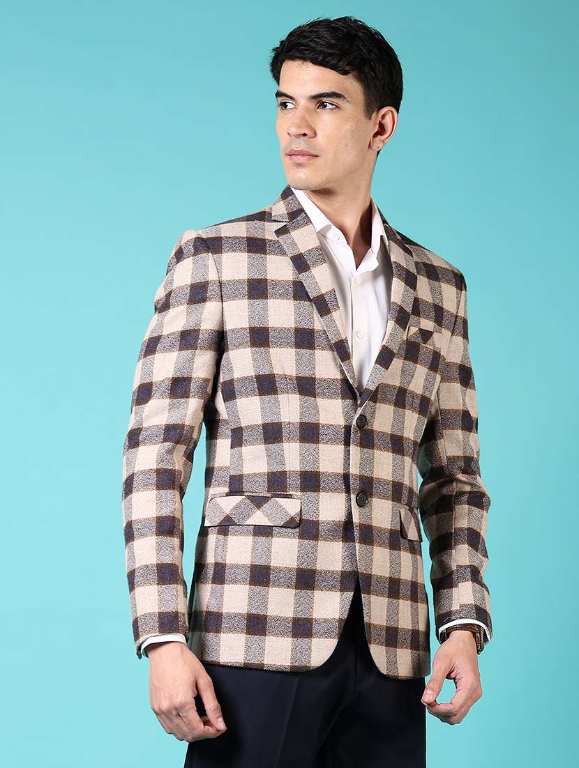 men checkered long sleeve single breasted blazer - 21681162 -  Standard Image - 2