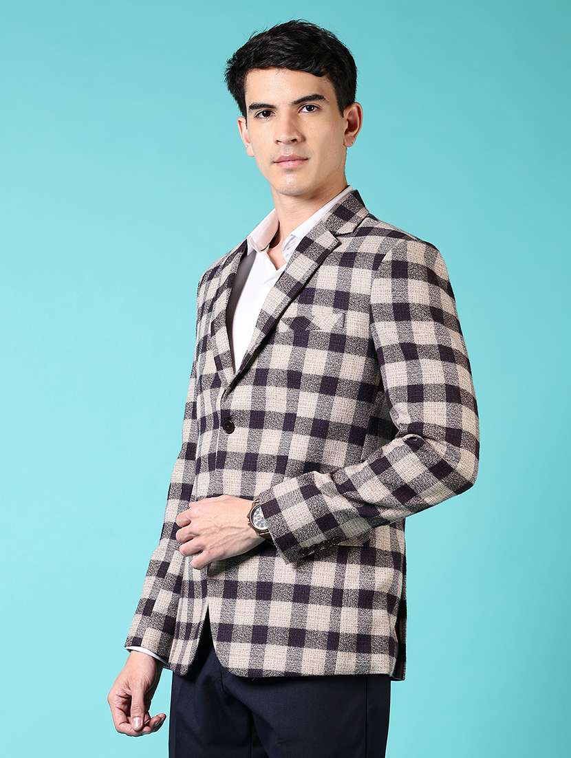 men checkered long sleeve single breasted blazer - 21681163 -  Standard Image - 2