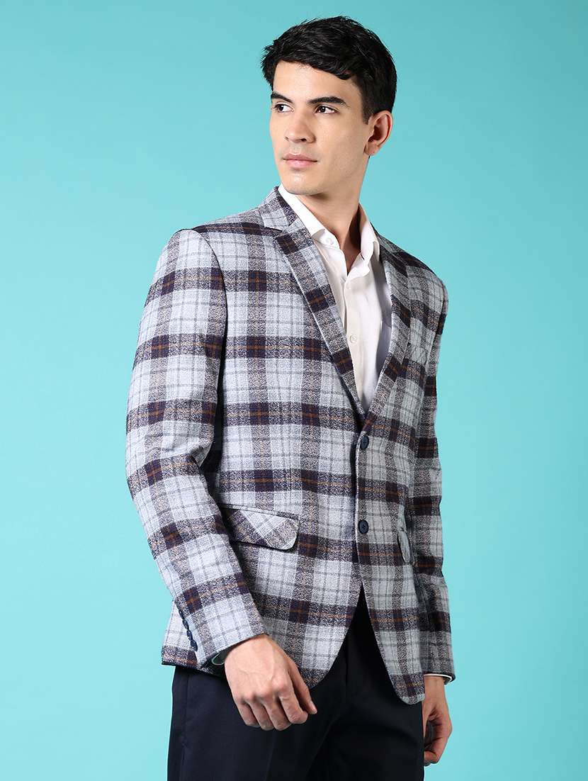 men checkered long sleeve single breasted blazer - 21681164 -  Standard Image - 2