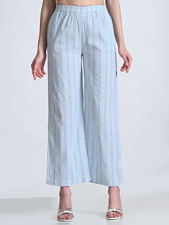 women striped high rise flared palazzo