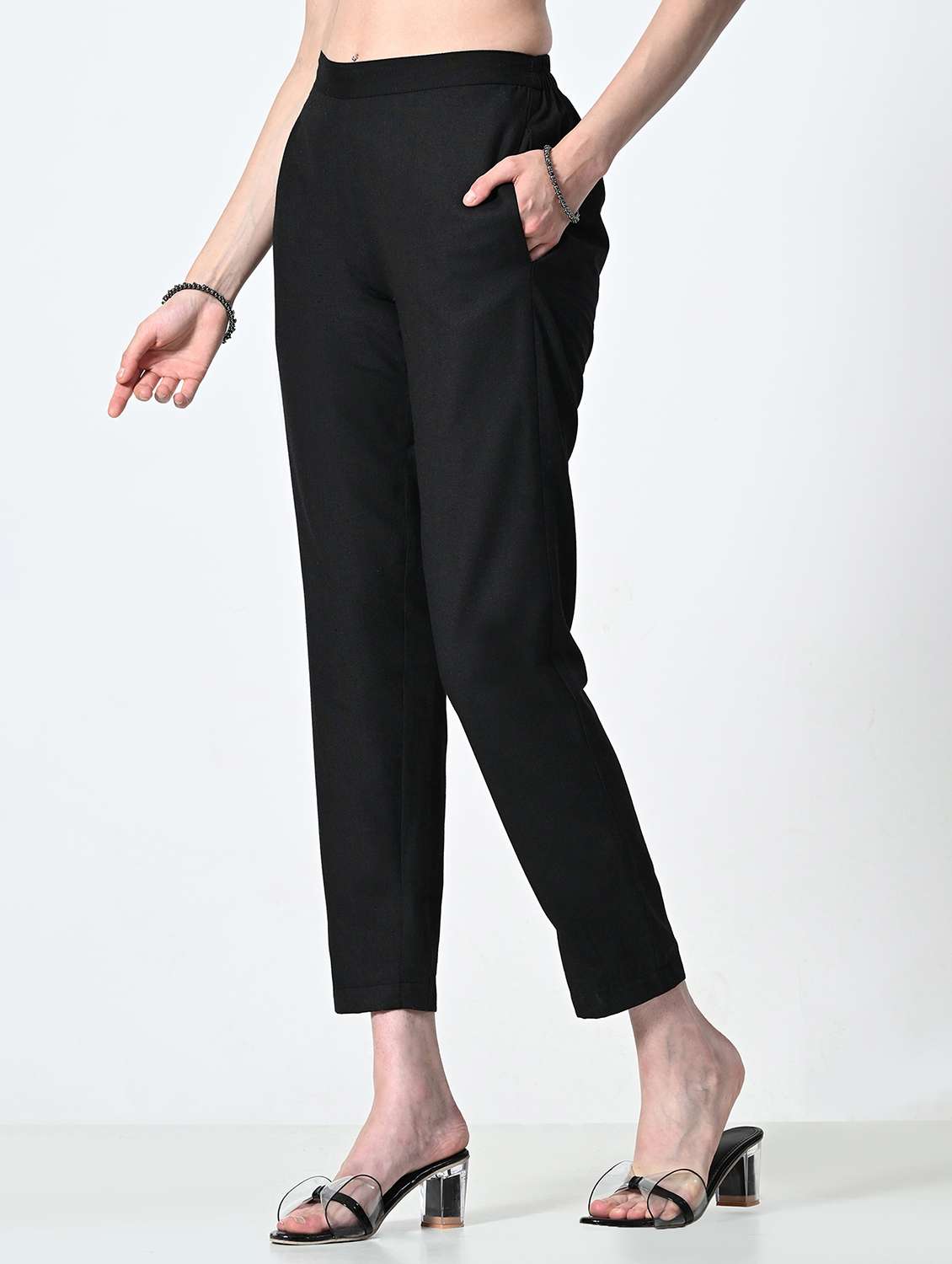 women solid cigarette trouser - 21681173 -  Standard Image - 2