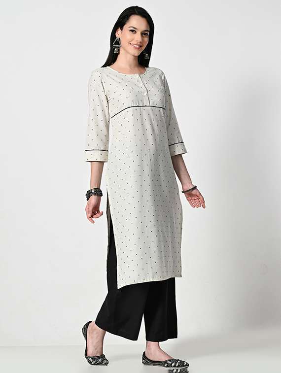 women three quarter sleeve kurta palazzo set - 21681190 - Standard Image - 2