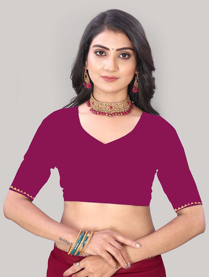 women solid gota work saree with blouse - 21681382 - Standard Image - 2