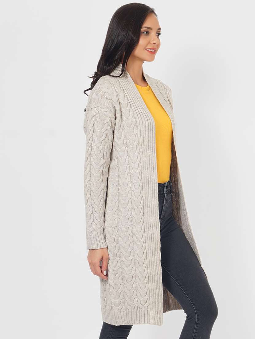 women acrylic solid long sleeve shrug - 21681855 -  Standard Image - 2