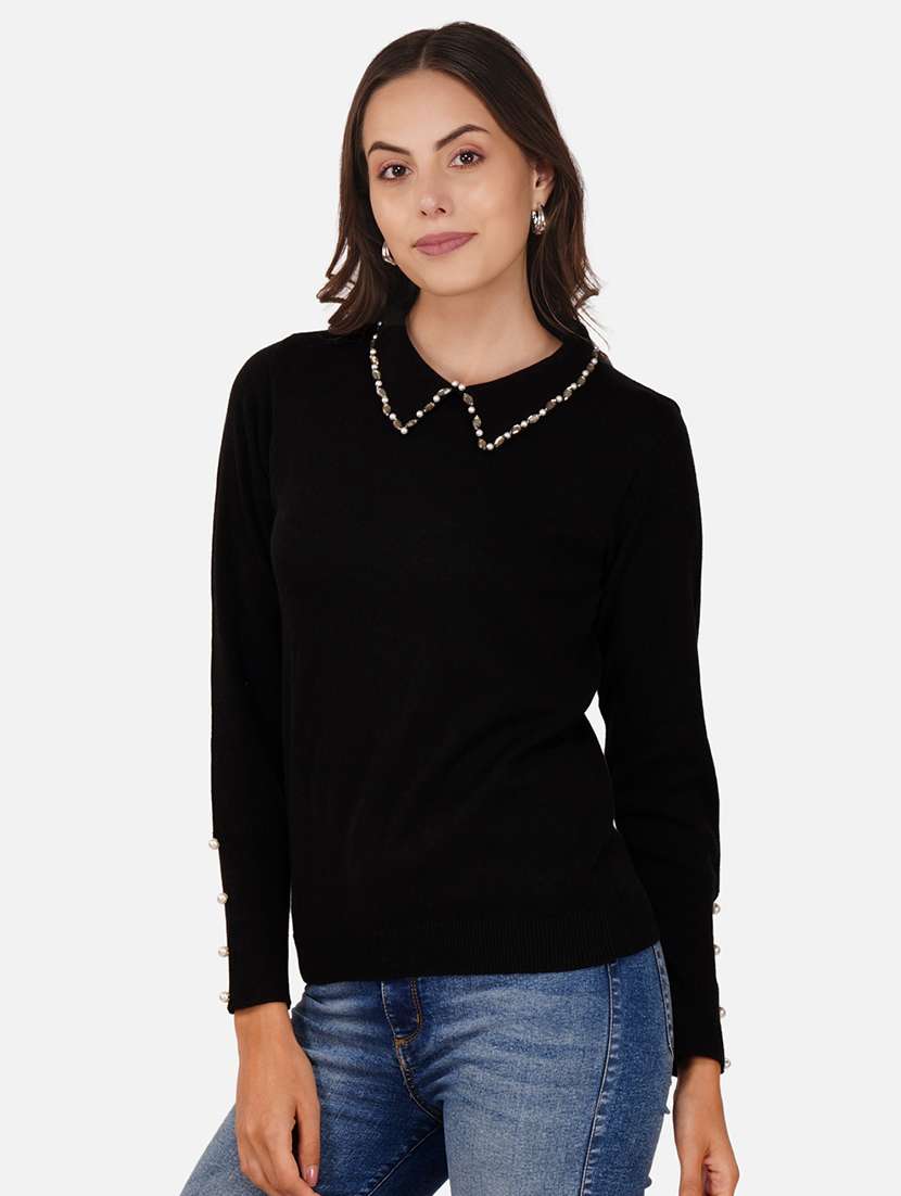 women embellished long sleeves pullover