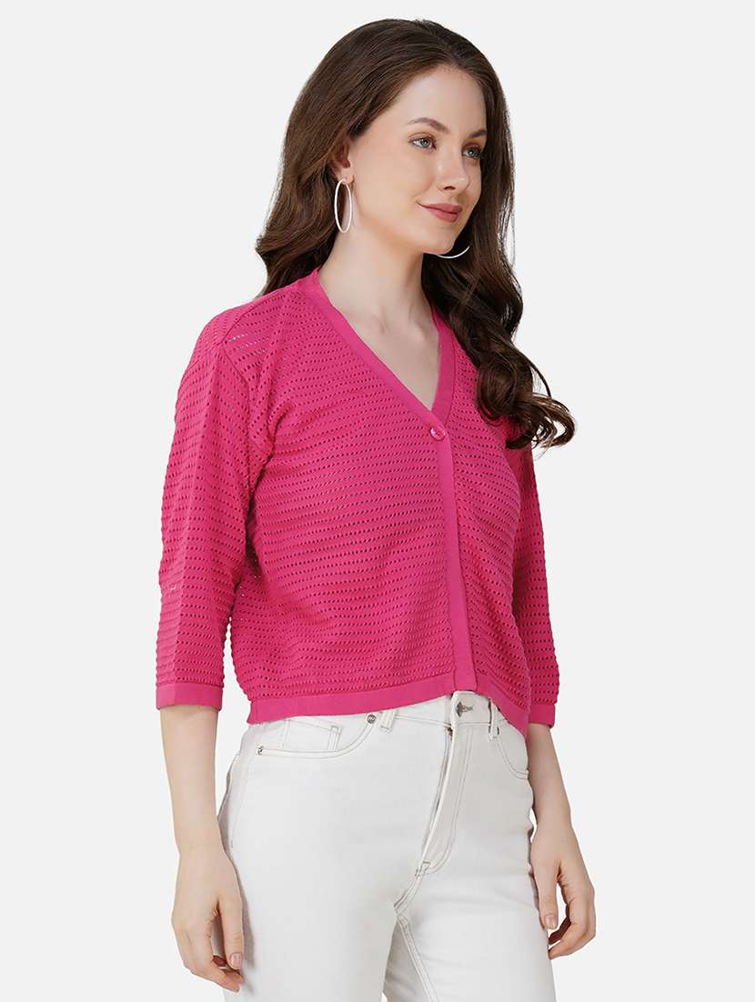 women self design three quarter sleeve regular top - 21681884 -  Standard Image - 2