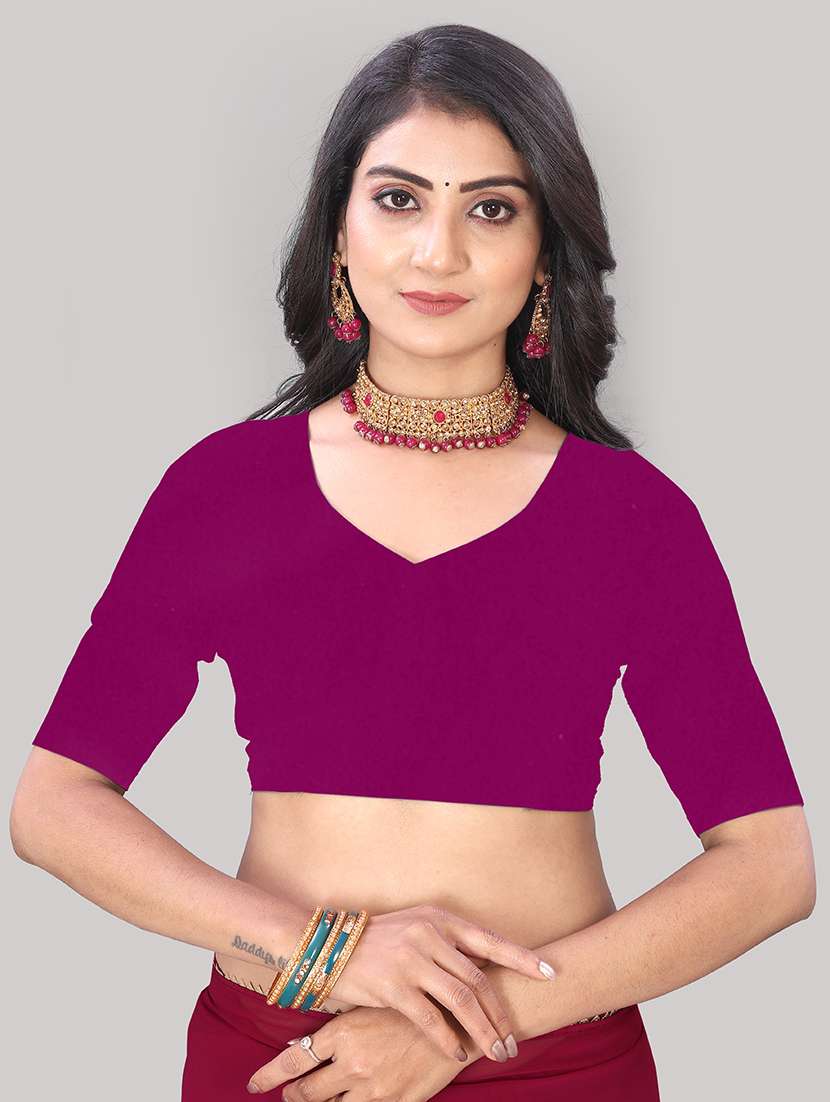 women purple solid saree with blouse - 21681918 - Standard Image - 2