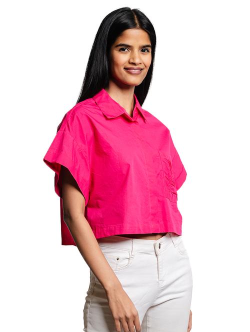women pink solid boxy shirt - 21681962 - Standard Image - 0