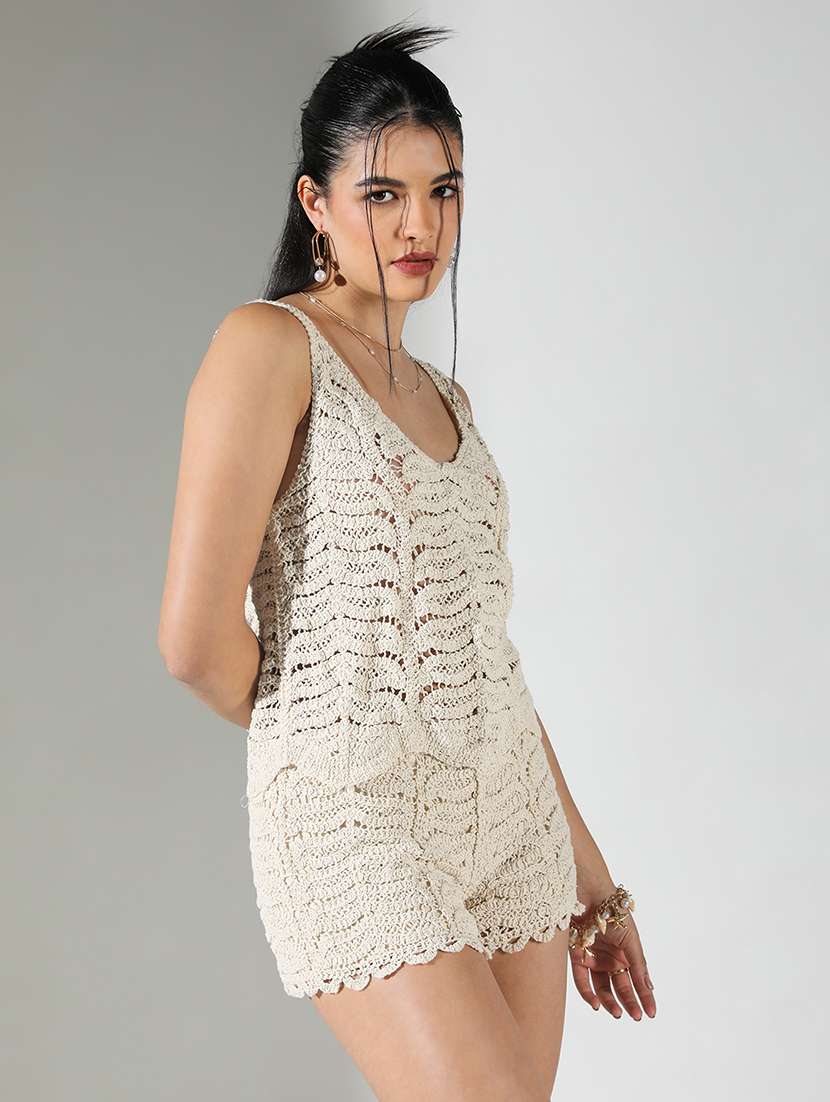 women schiffli detailed top and short co-ord set - 21682007 -  Standard Image - 2