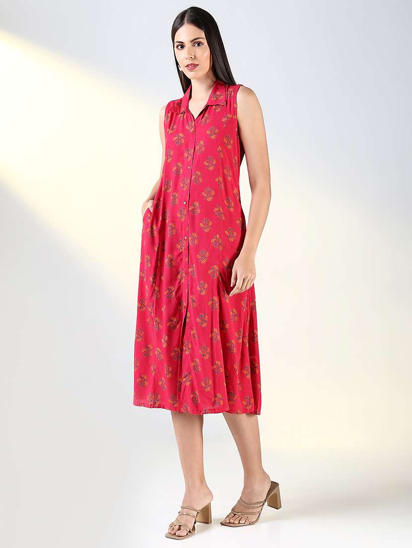 women printed sleeveless a-line dress - 21682031 -  Standard Image - 2