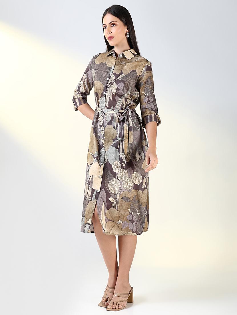 women printed collared shirt dress - 21682036 - Standard Image - 2