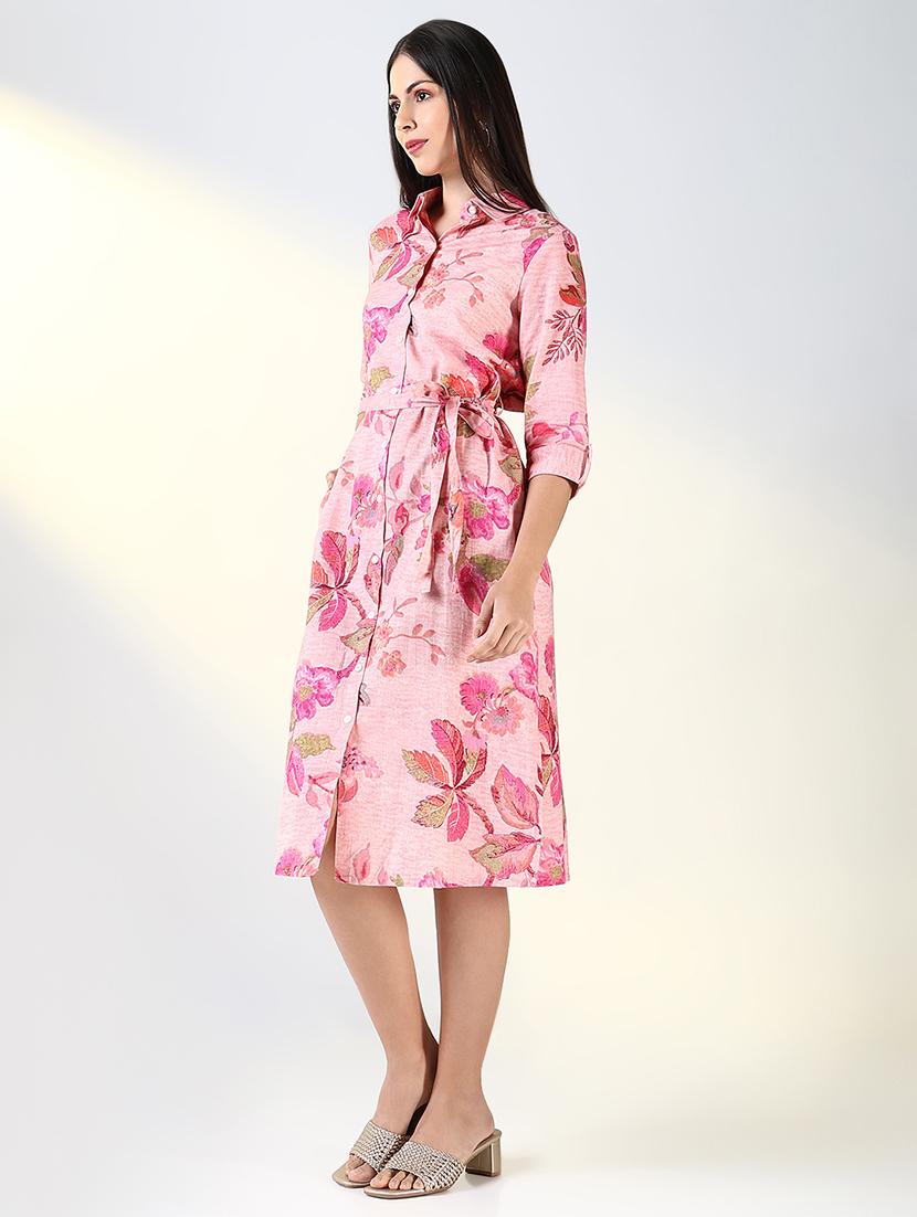 women printed collared shirt dress - 21682037 - Standard Image - 2