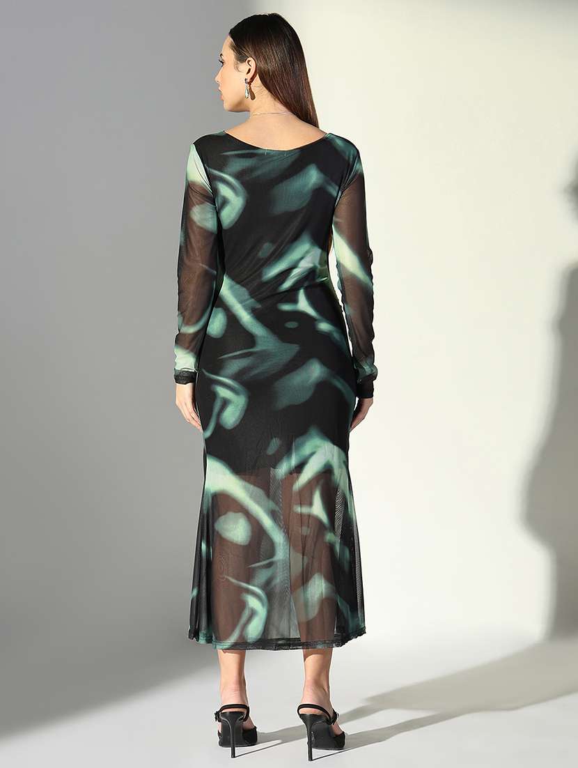 women abstract printed v neck bodycon dress - 21682063 -  Standard Image - 2