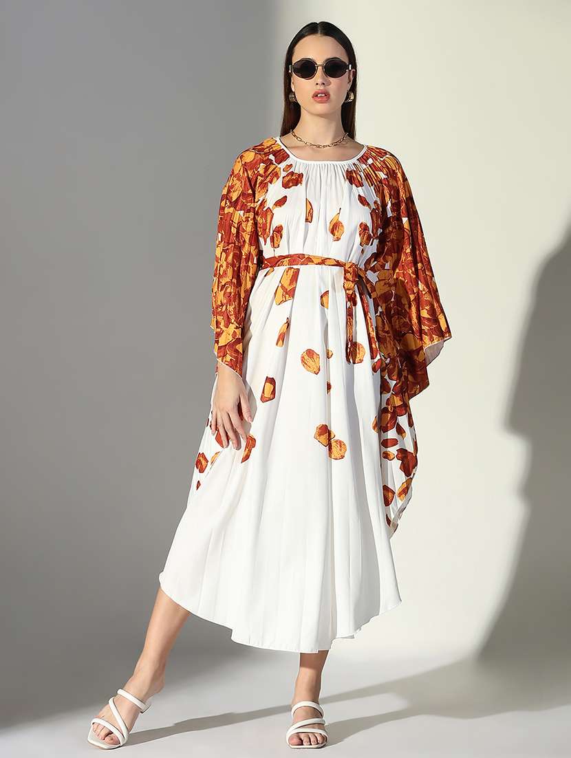 women white printed kaftan dress with belt - 21682073 -  Standard Image - 2