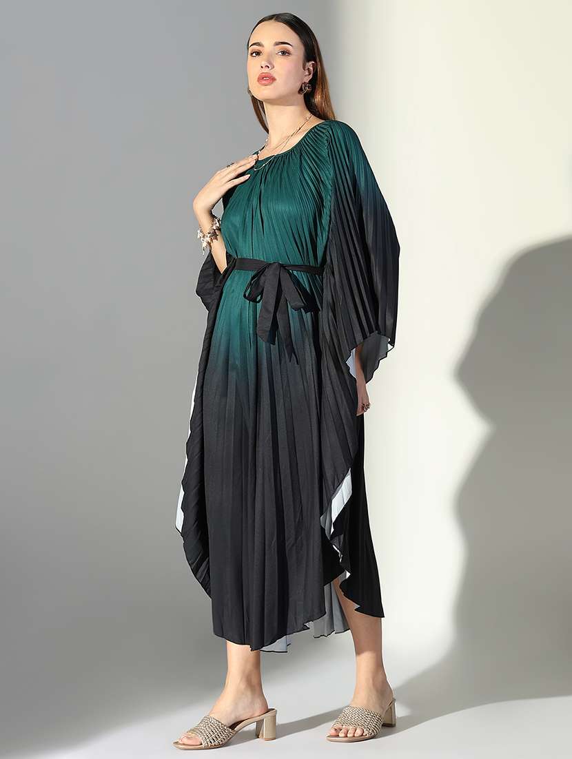 women green ombre kaftan dress with belt - 21682074 -  Standard Image - 2