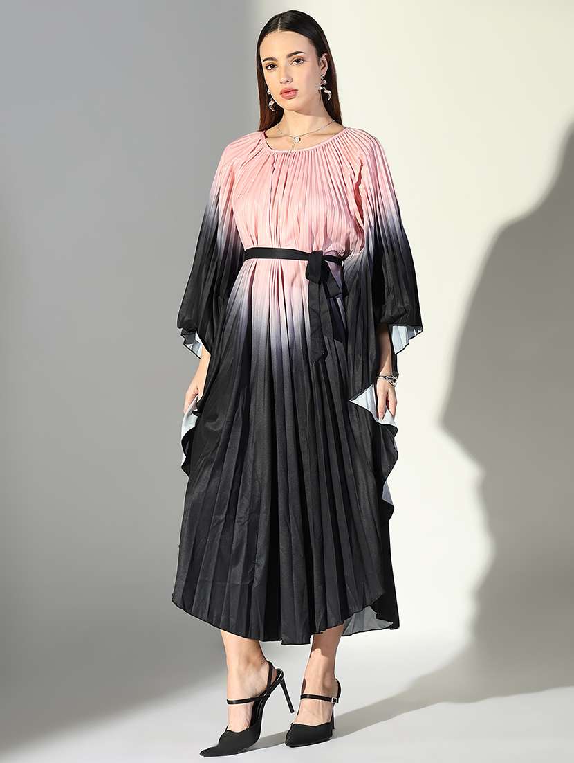 women pink ombre kaftan dress with belt - 21682075 -  Standard Image - 2