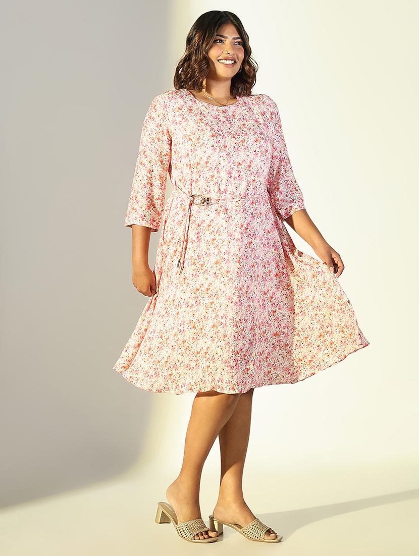 women floral printed fit & flare dress - 21682082 - Standard Image - 2
