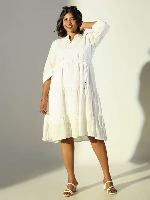 women white embroidered tiered dress - 21682098 - Standard Image - 0