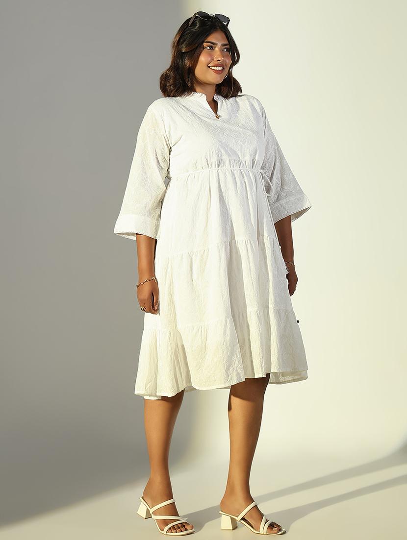 women white embroidered tiered dress - 21682098 - Standard Image - 2