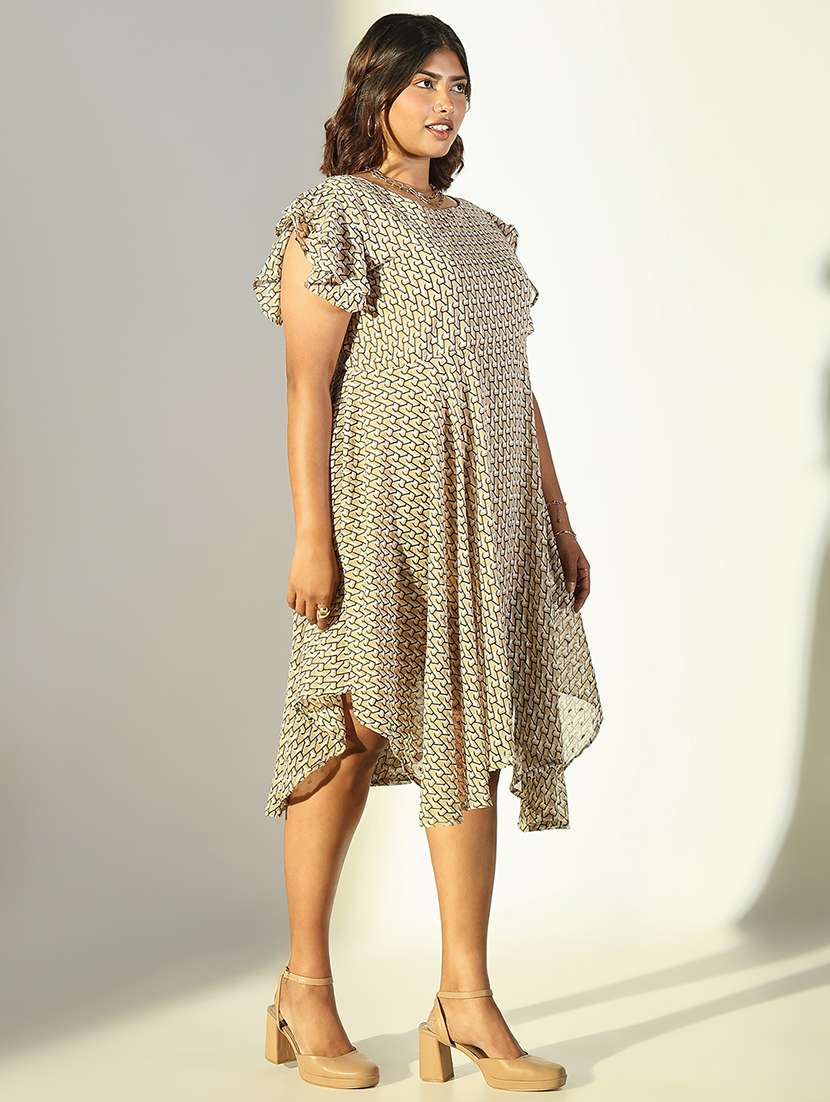 women geometric printed asymmetric dress - 21682104 - Standard Image - 2