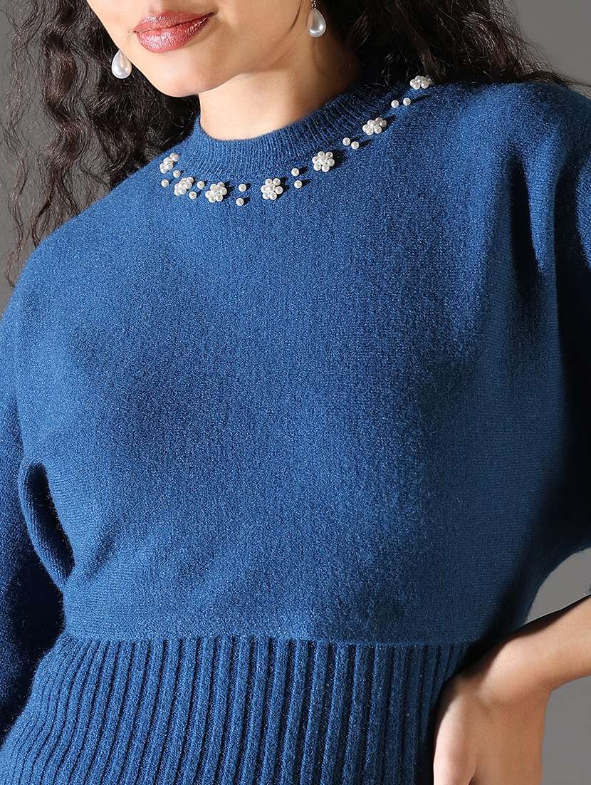 women solid winter wear bodycon dress with pullover - 21682109 -  Standard Image - 7
