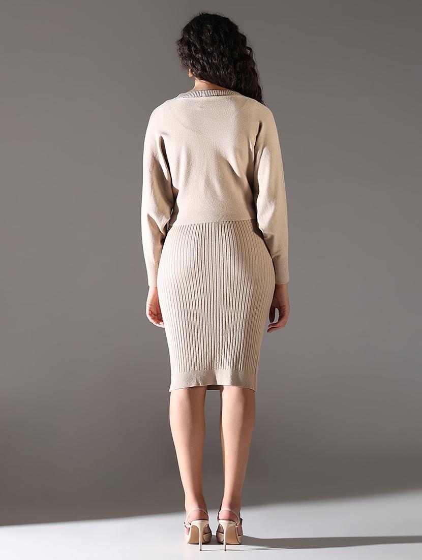 women solid winter wear dress with pullover - 21682114 - Standard Image - 2