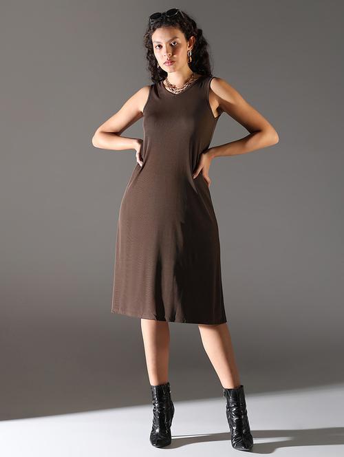 women solid sleeveless a-line dress - 21682121 - Standard Image - 0