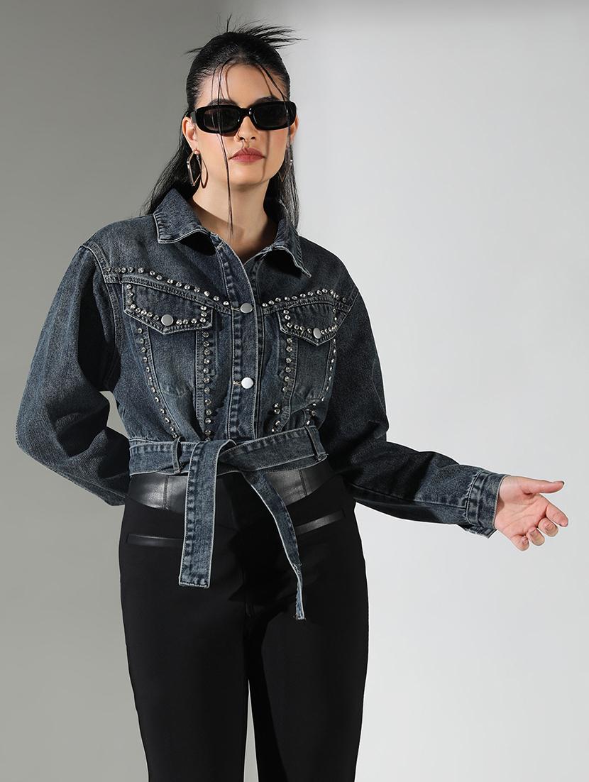 women embellished long sleeve denim jacket - 21682125 - Zoom Image - 0