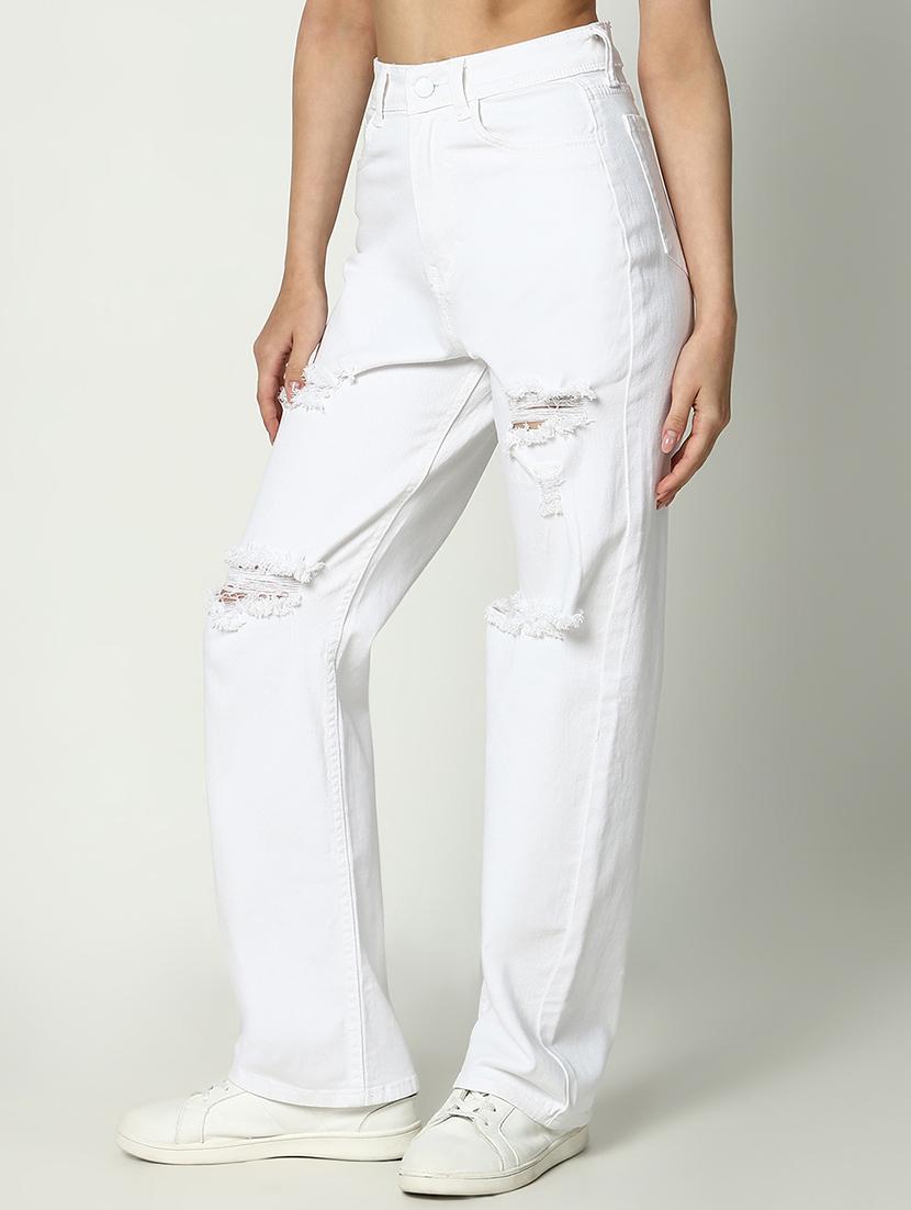 women white denim distress jean - 21682128 - Standard Image - 2