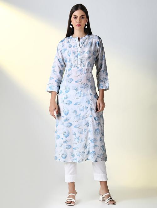 women printed three quarter sleeve straight kurta - 21682146 -  Standard Image - 0