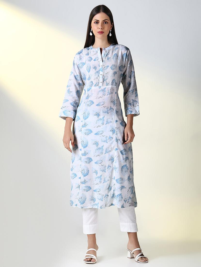women printed three quarter sleeve straight kurta - 21682146 -  Zoom Image - 0
