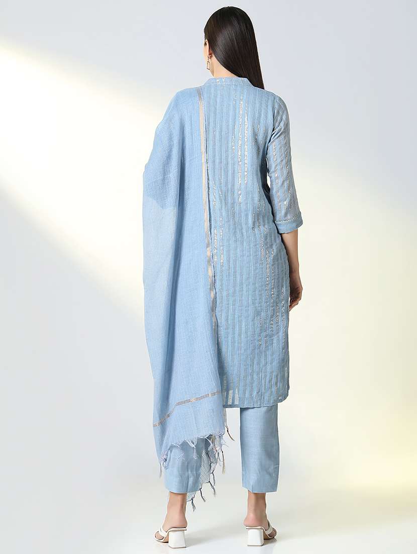 women stripes kurta pant set with dupatta - 21682185 -  Standard Image - 2