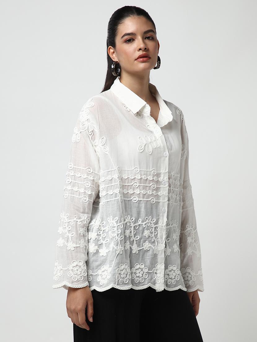 women embroidered long sleeve shirt - 21682207 - Standard Image - 2