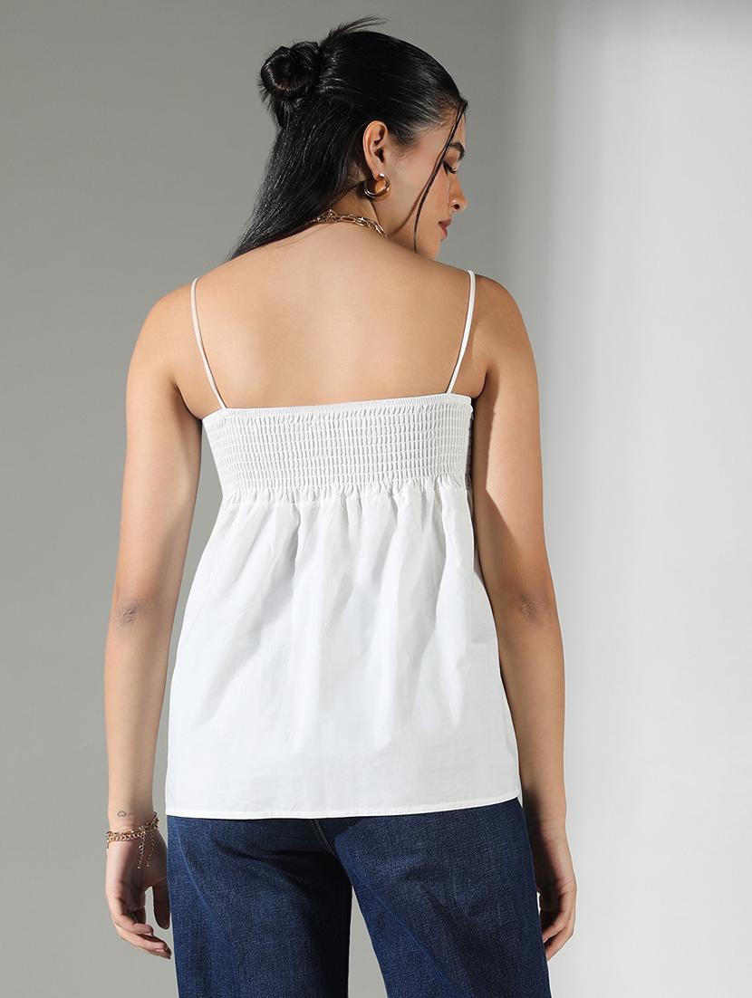 women lace detailed shoulder strap neck top - 21682223 - Standard Image - 2