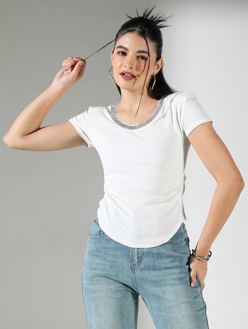women white solid short sleeve top - 21682253 -  Standard Image - 0