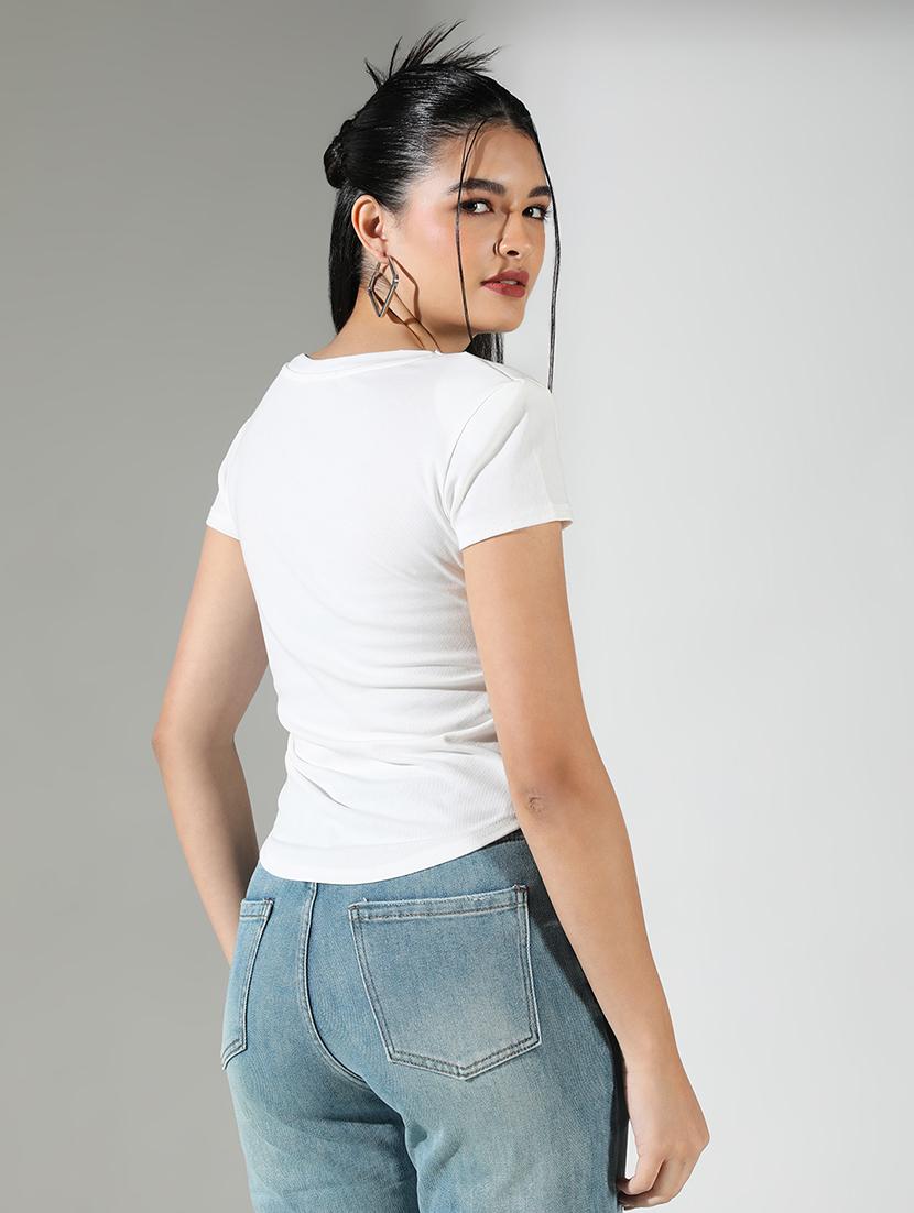 women white solid short sleeve top - 21682253 - Standard Image - 2