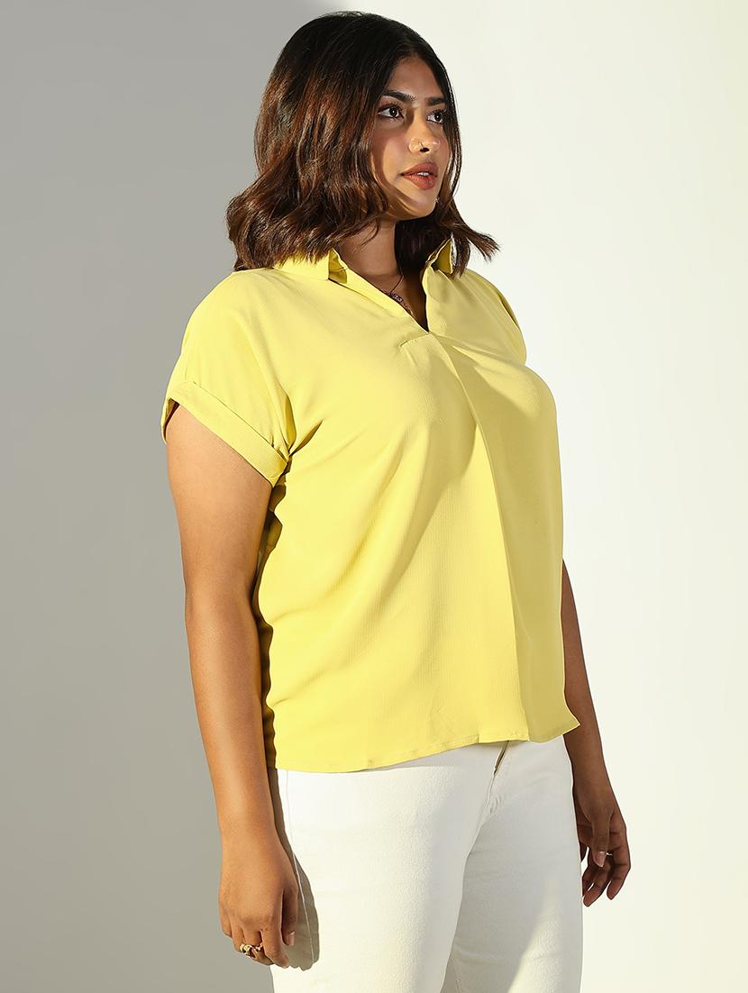 women plus size solid collared top - 21682280 - Standard Image - 2