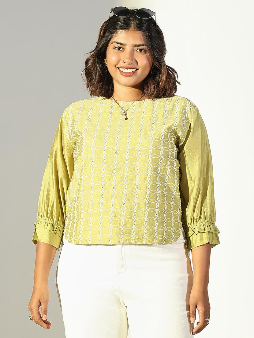women embroidered puff sleeve top - 21682282 -  Zoom Image - 0