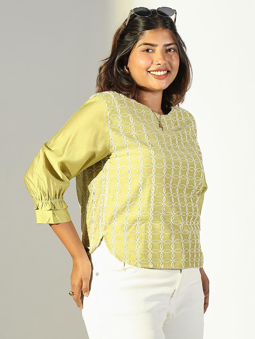 women embroidered puff sleeve top - 21682282 - Standard Image - 2