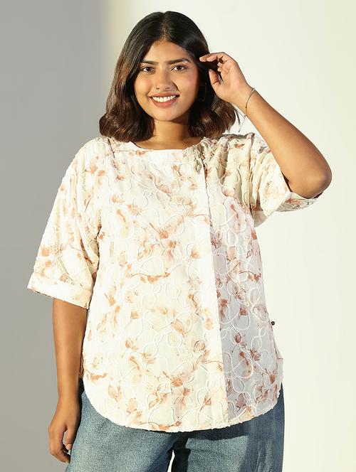 women plus size printed three quarter sleeves top - 21682285 - Standard Image - 0