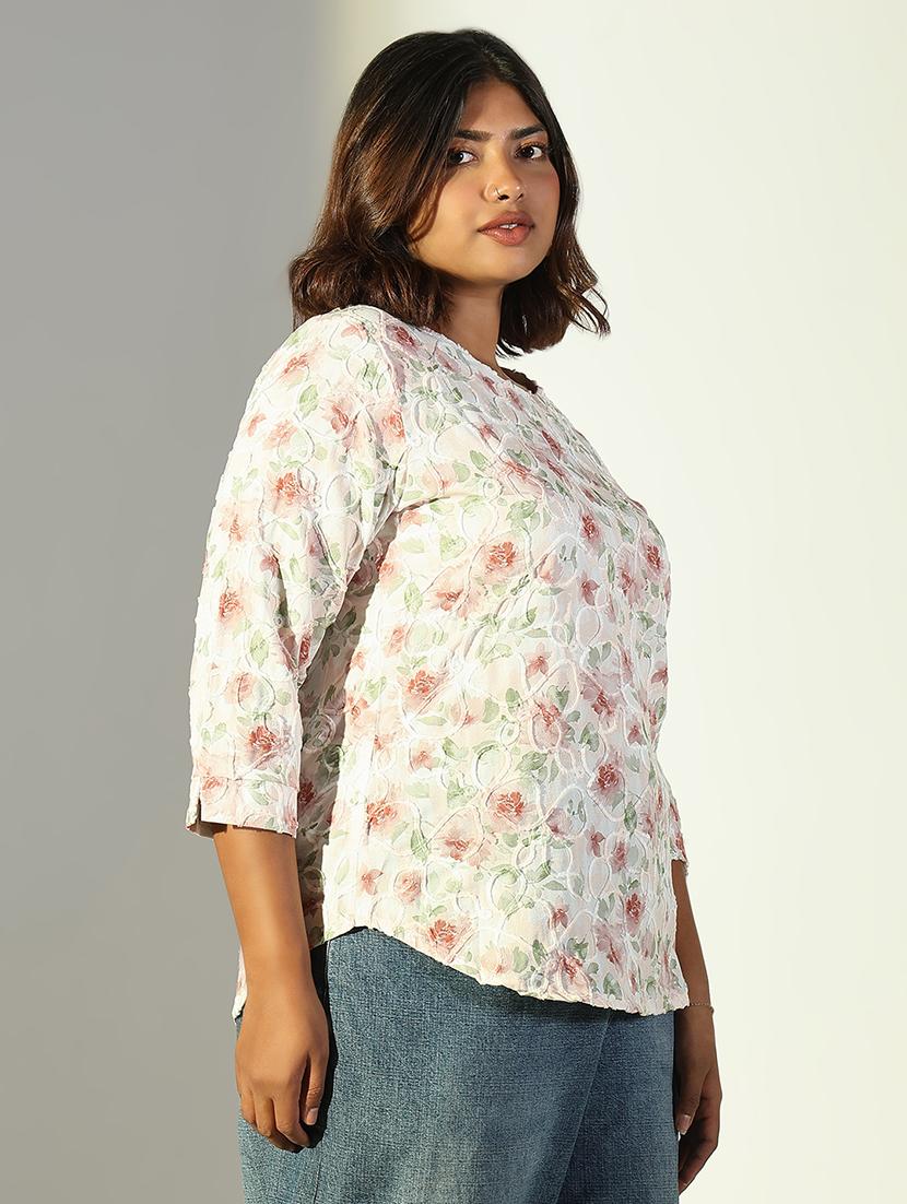 women plus size printed three quarter sleeves top - 21682286 - Standard Image - 2
