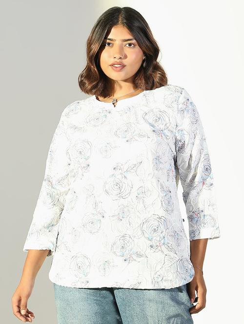 women plus size printed three quarter sleeves top - 21682290 - Standard Image - 0