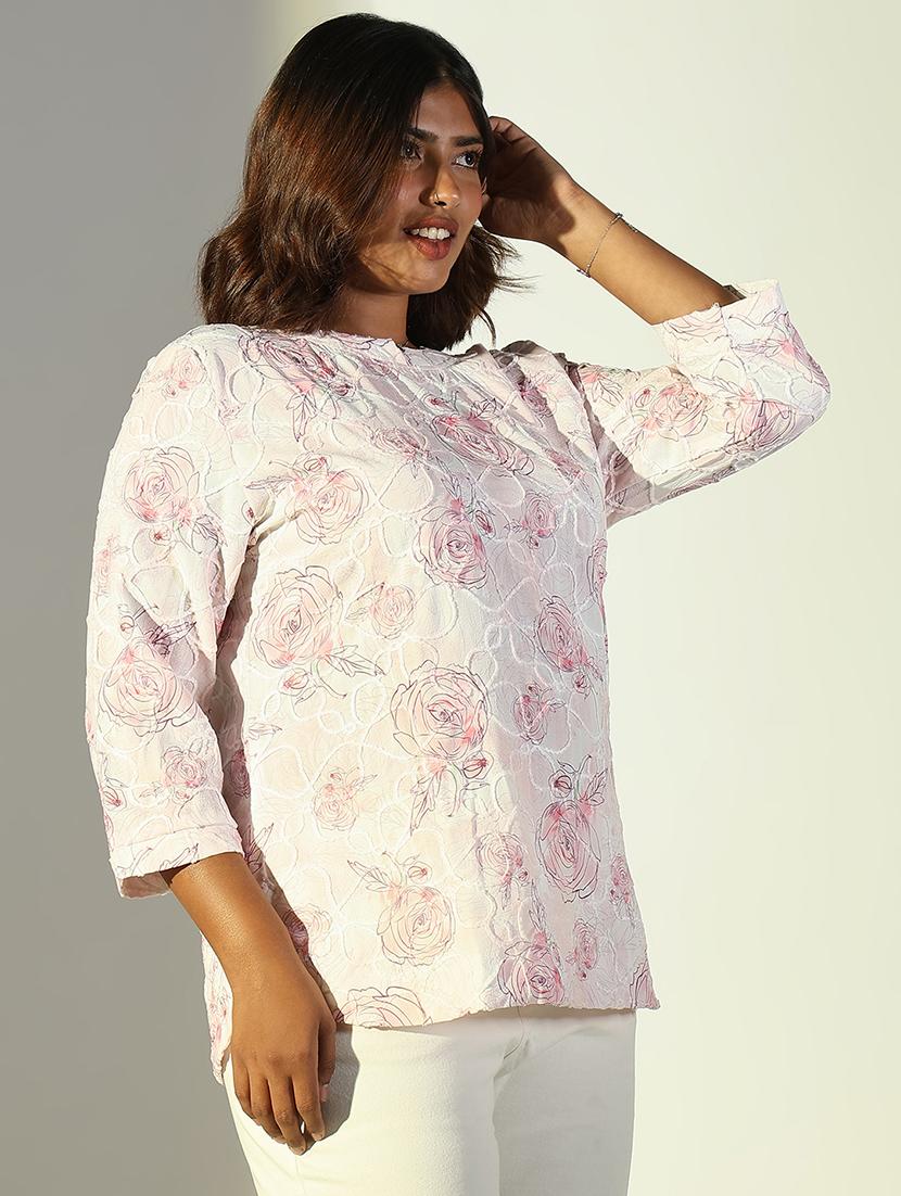 women plus size printed three quarter sleeves top - 21682291 - Standard Image - 2
