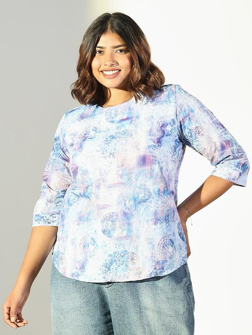 women plus size printed three quarter sleeves top - 21682294 -  Standard Image - 0