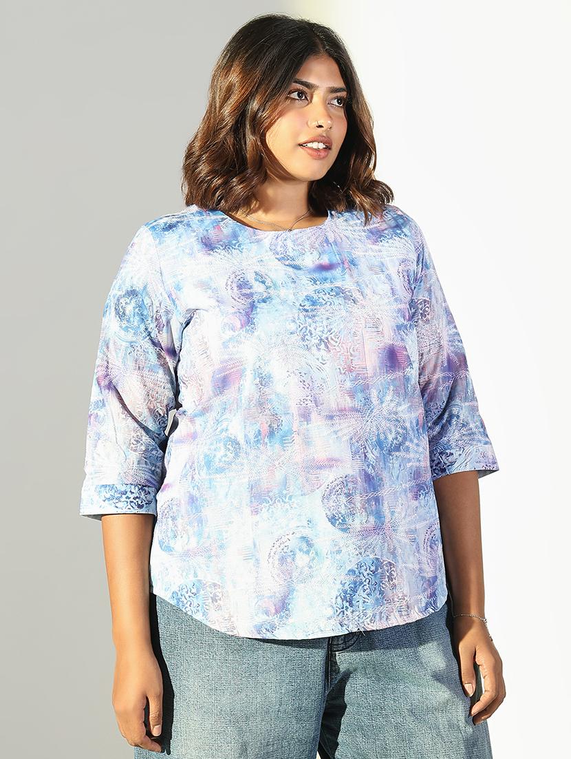 women plus size printed three quarter sleeves top - 21682294 - Standard Image - 2