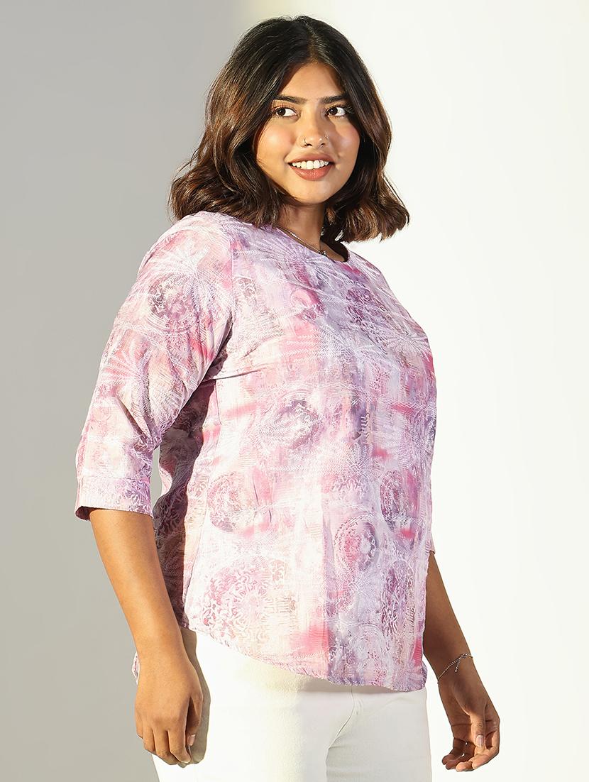 women plus size printed three quarter sleeves top - 21682295 - Standard Image - 2