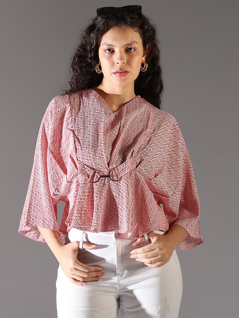 women red printed v neck top - 21682324 - Zoom Image - 0