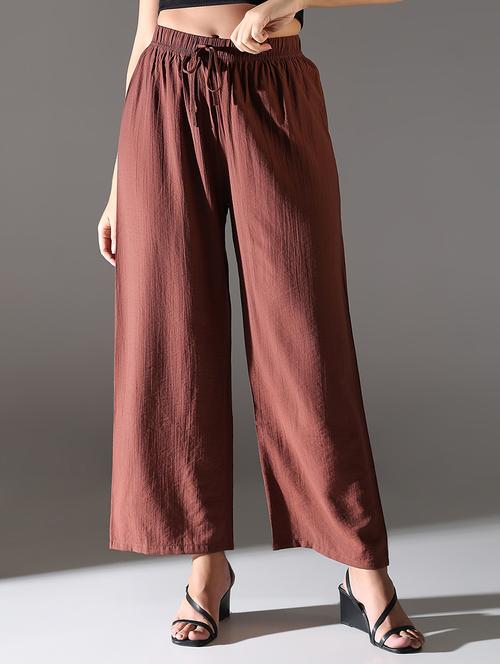 women solid high rise wide leg trouser - 21682331 -  Standard Image - 0