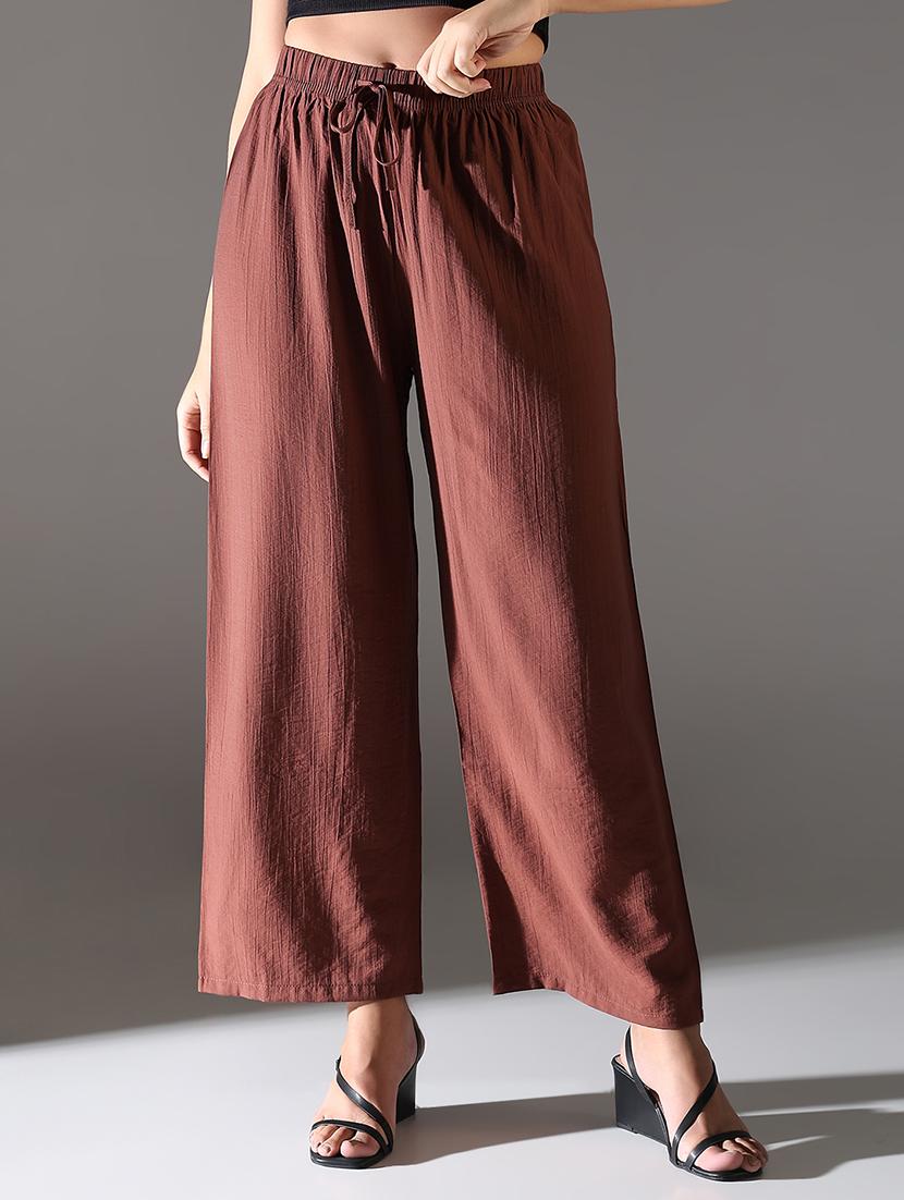 women solid high rise wide leg trouser - 21682331 -  Zoom Image - 0